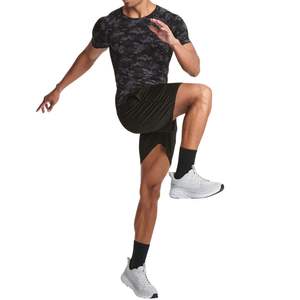 Camiseta deportiva personalizada al por mayor para hombre, de compresión, manga corta, poliéster y spandex, cuello redondo, de secado rápido. - Product Image 6