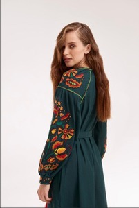 Vestido largo ucraniano de diseñador de manga larga con globo bordado hasta el suelo para mujer, ropa de fiesta - Product Image 4