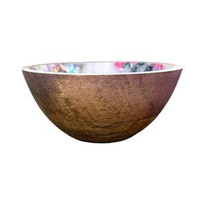 Bol à salade en bois naturel imprimé, design artisanal complexe, écologique, passe au lave-vaisselle, pour les fêtes, style contemporain - Product Image 3