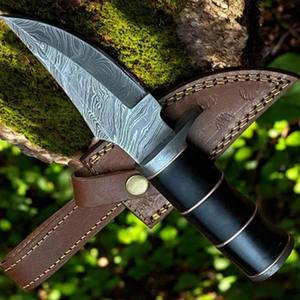 Cuchillo de Caza para Desollar, Hoja de Damasco de 4 Pulgadas y Mango de Cuerno de Búfalo, Cuchillo de Caza de Damasco Personalizable Más Vendido - Product Image 6