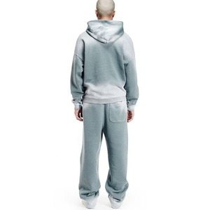 Custom Acid Wash Cotton Jogging Flared Tracksuit for Men Embroidery <b>Sweatpants</b> and Hoodies Set Winter Printed Technics - Product Image 3