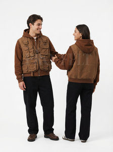 100% Cotton High Quality Hooded <b>Vest</b> with Multiple Pockets Casual Outdoor Working Jacket Heavy <b>Weight</b> Thicken Cotton Hoodies - Product Image 2