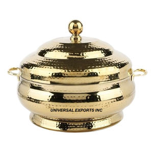 Marmite martelée en métal doré de belle qualité, casserole de créateur faite à la main, ustensiles de cuisine, chauffe-plats en métal de luxe - Product Image 1