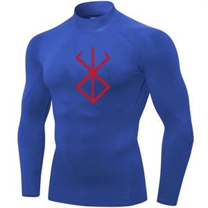 Chemises élégantes pour hommes de haute qualité New Slim Fit Respirant Workout Jogging Wear 3D Printed Full Sleeves Rash Guard - Product Image 5