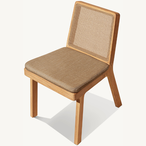 Silla de madera de teca con detalles de ratán en estilo moderno, adecuada para uso en exteriores, duradera y de buena calidad. - Product Image 6