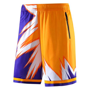 Respirant personnalisé Sublimation impression hommes fermeture éclair poches latérales basket-ball maille court Double couche maille Shorts - Product Image 2