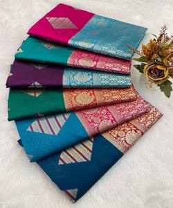 DISEÑADOR DE SEDA ZARI TEJIDO DISEÑO Y MEENAKARI TRABAJO SAREE CON BLUSA DESCOSADA DESPIECE PRECIO AL POR MAYOR ROPA ÉTNICA - Product Image 2