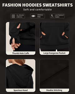 Sudaderas con capucha personalizadas transpirables de gran tamaño de bajo precio para mujer, sudaderas con capucha informales de algodón sólido 100% para mujer - Product Image 6