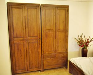 Armario Moderno Clásico de Madera de Teca con 4 Puertas, Mueble Sostenible y Duradero para Dormitorio de Casa u Hotel, Estilo de Diseño Chino - Product Image 4