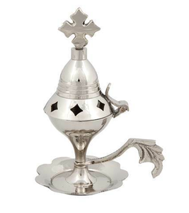 <b>Silver</b> Wood Incense <b>Burner</b> Engraved Texture Good Smells Diffuser for Church Christmas Festival Decoration Wholesale Lavender - Product Image 4