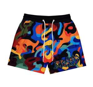 Short de fitness en maille avec impression par sublimation graphique personnalisé pour hommes 100% polyester confortable ceinture élastique décontracté numérique - Product Image 2