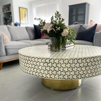 Table basse moderne en os incrusté avec motif nature morte pour salon, salle à manger et chambre à coucher – Meuble polyvalent