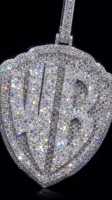 Pendentif personnalisé en argent sterling 925 plaqué or blanc WB bouclier glacé Collier pour hommes avec logo hip hop en diamant moissanite