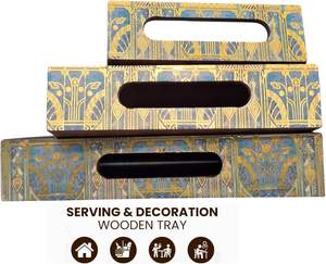 Juego de bandejas para servir de MDF de tamaño personalizado de gama alta Estilo de anidación de madera vintage de larga duración Reutilizable para alimentos POR HF CRAFTS - Product Image 5