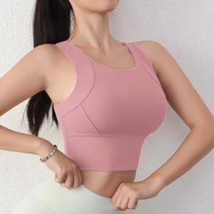 Sujetador Deportivo Sin Costuras para Mujer, Talla Grande, Logotipo Frontal, Soporte Medio, Acolchado, Push-Up, para Yoga, Gimnasio, Correr, Ropa Deportiva - Product Image 1