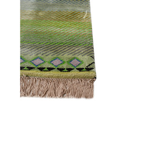 Freedom Manchaha Green Hand Knotted Wool & Bamboo Silk <b>Rug</b> Geometric Pattern for Home Use-Les-8292 - Product Image 4