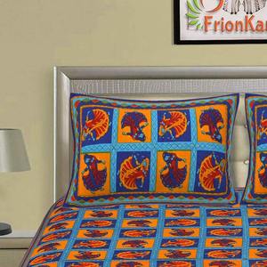 Juego de Sábanas Dobles de Algodón Kantha Azul, Hechas a Mano, 240 Hilos, con 2 Fundas de Almohada, 100% Algodón, para Uso Doméstico, Juego de 3 Piezas (AKDB1003) - Product Image 3