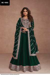 ชุดประจำชาติอินเดียผ้าไหมวิชิตราแท้พร้อมงานปักลายลำดับซาริและแขนเสื้อสำหรับงานแต่งงาน - Product Image 3