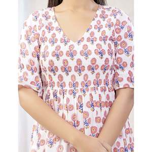 Vestido Casual Elegante de Algodón para Mujer, Color Blanco y Rosa con Estampado de Mariposas, Cintura Elástica, Transpirable, Largo hasta el Suelo, Talla Grande XL, para el Día del Club - Product Image 2
