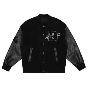 Fabricant OEM Veste universitaire en toile matelassée de haute qualité pour hommes Manches en cuir brodées en chenille Baseball personnalisé - Product Image 2