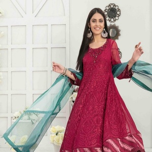 Tradicional lujo pesado bordado Tawakkal volumen boda colección 3 piezas Salwar Kameez para adultos fiesta desgaste hecho gasa - Product Image 4