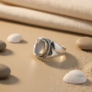 Rose Gold & Gold Plated 925 Silver Spinner <b>Ring</b> with Moonstone Trendy <b>Statement</b> Jewelry for Women Great Gift Idea - Product Image 3