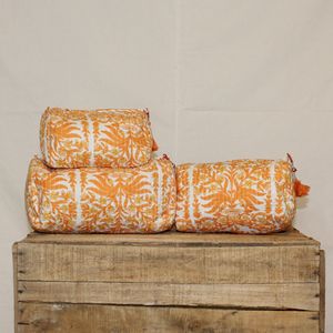 Lot de 3 pochettes de rangement matelassées en coton imprimé écologique pour maquillage et cosmétiques – Vente en gros - Product Image 2