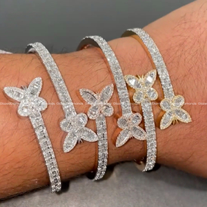 Exclusive 925 Sterling Silver <b>Butterfly</b> Style <b>Bracelet</b> Fully Iced Out With Round and Baguette Cut Moissanite Diamonds for Unisex - Product Image 3