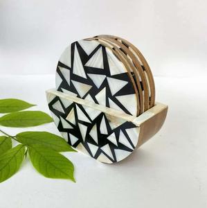 Dessous de verre faits à la main Gani Craft Impex Style unique incrustation de nacre Design floral PC tapis de table PC pour usage domestique tasses à boire - Product Image 6