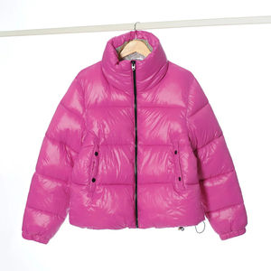 Custom Jacket for Women Shiny Cropped <b>Puffer</b> Jacket <b>Long</b> Sleeve Solid Color Stand Neck Winter <b>Coat</b> <b>Puffer</b> Jacket Woman - Product Image 4