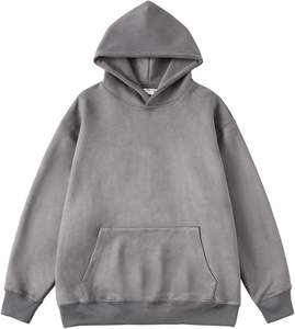 Sweat-shirt à capuche pour homme, 100% coton, coupe ajustée, manches longues, couleur unie, mode décontractée, poche, broderie, thermique d'hiver - Product Image 2