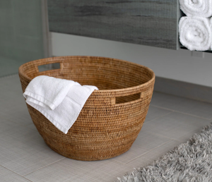 Sisu Handicraft Eco-Friendly Natural Rattan Storage <b>Basket</b> <b>Handle</b> Simple Design Flexible Functional Design Circle Shape - Product Image 5