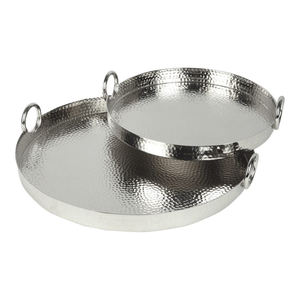Métal cuivré avec plateau de service martelé forme ronde pour la maison et l'hôtel plateaux de service pour aliments et boissons - Product Image 5