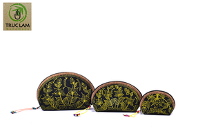 High Quality Wholesale Best Price Eco-Friendly Women Size L Wax Fabric Clam <b>Purse</b> with Thick Hand-Printed Hemp from Vietnam - Product Image 3