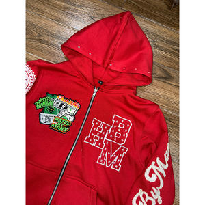 Fait sur mesure de haute qualité vierge hommes strass fermeture éclair sweats à capuche nouvelle mode personnalisée couleur unie vêtements décontractés sweat à capuche zippé - Product Image 3