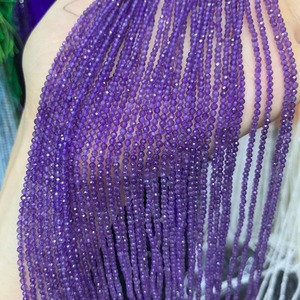 Micro Round Faceted AAAA Quality Genuine Amethyst Gemstone <b>Beads</b> 3mm-4mm Size Loose 15.5 Inches Per Strand Quality <b>Stone</b> <b>Beads</b> - Product Image 2