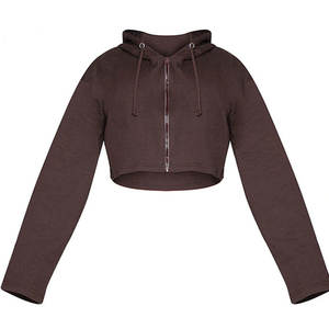 Sweat à capuche court d'hiver pour femmes avec Logo avant décontracté Streetwear entraînement Zip-up Crop Anti-pillingbreathablehodies pour femme - Product Image 2