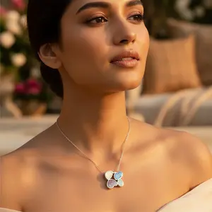 Collar con Colgante de Mariposa con Piedras Preciosas Plateadas para Mujer, Colgantes y Dijes Finos, Joyería - Product Image 2