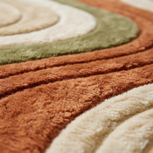 Hand-Tufted Wool Living Room Rug | Retro Abstract Sculptural Modern Area Carpet with Latex Backing Vintage <b>Decor</b> - Product Image 2