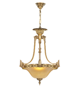 Lampe suspendue en ambre toffee avec LED 2700K lumière blanc chaud, corps en bronze, base en verre avec interrupteur, éclairage de plafond - Product Image 1