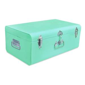 Sky Bule Fiished Classic Vintage Design <b>Metal</b> & Leather Strips Luxury <b>Storage</b> <b>Trunk</b> & Box for Wardrobe Use-<b>Metal</b> Sky Blue - Product Image 3