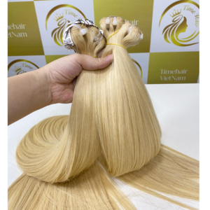 Mejor Precio Hot Trending Timehair Alta calidad Rubio Color claro Extensiones de cabello Remy vietnamita Bonestraight Machine Double - Product Image 6