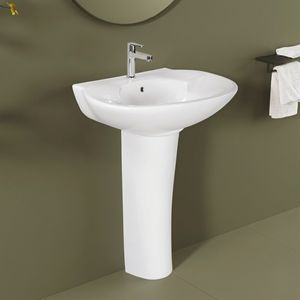 อ่างล้างหน้าเซรามิกแบบตั้งพื้นพร้อมท่อน้ำทิ้งรูปตัว P สำหรับห้องน้ำ วิลล่า และโรงแรม - Product Image 3