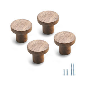 10 pièces noyer bois rond Style chinois armoire porte poignées armoire tiroir tire monotrou armoire boutons porte en bois - Product Image 1