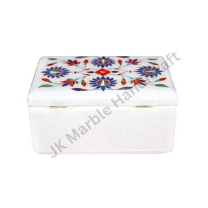 กล่องเครื่องประดับอัญมณีและหินอ่อนทำด้วยมือที่สวยงามแบบวินเทจฝังหินอ่อนทำด้วยมือ - Product Image 5