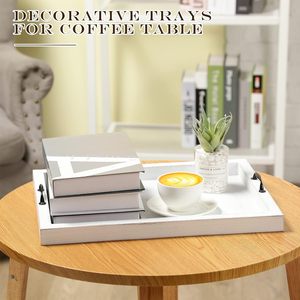 3 pièces de plateaux de service rustiques en bois avec poignées Plateaux de service de nourriture de ferme Plateaux de nourriture en bois vintage Plateaux de service - Product Image 6