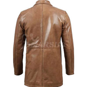 Low Moq Abrigos de cuero de diseño personalizado para hombres Uso al aire libre Ropa de hombre Abrigo de cuero liso de color sólido - Product Image 3