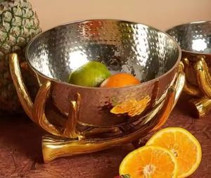 Nuevo DISEÑO DE cuenco irrompible chapado en oro plateado de aluminio para el mejor servicio y decoración del hogar Decoración de la boda - Product Image 4