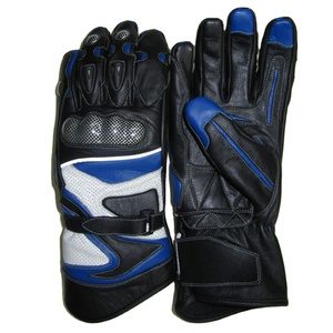 Gants de moto en cuir de vachette à doigts entiers avec protection de la paume, protection UV, isolation thermique et sangle de poignet réglable pour hommes - Product Image 1