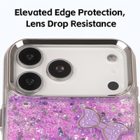 Coque de téléphone de luxe rose scintillante avec papillon et fleur pour iPhone 12 13 14 15 16 17 Pro Max, antichoc en TPU avec effet sable mouvant